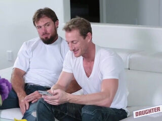 Two hot young beauties get fucked by two old guys who eagerly destroy their pussies