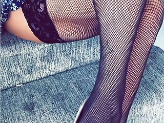 MissyNylonLeggs - Fishnet Stocking staircase teasing