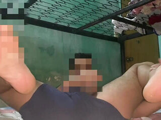 Amateur solo masturbates in rented room - young foreigner