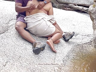 Voluptuous Milf making Love by the River - Indian Lovers - Public Outdoor Romance - Liplock Kissing, Boobs Press