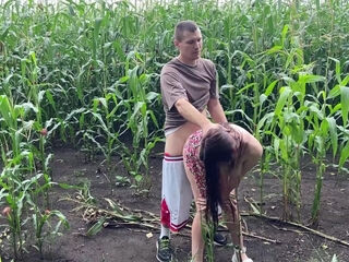 Fucked brunette stepsister in the fields and blazed peaches with cum