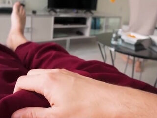 Redheaded stepmom saw his boner and couldn't refuse to help POV