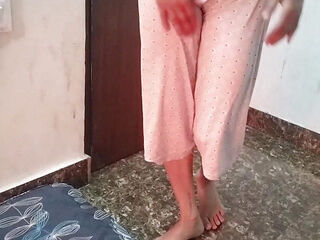 Schoolgirl takes off her uniform