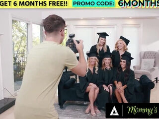 5 Sexy Busty MILFs Tempt a Photographer To Fuck Them Up To Squirting At Graduation Anniversary Party