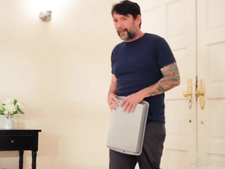 The brunette babe Kiki Cali is geting her wild pussy tamed with an older dick