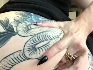Milf brunette masturbating with toy ass