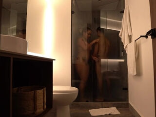 Quick hard and hot sex in the shower before her boyfriend arrives