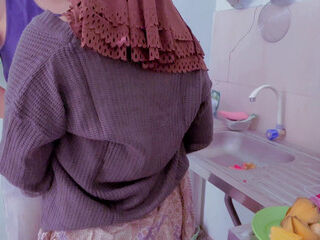 Budhe cooking harassed by naughty stepbrother