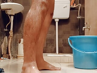 Taking shower with hand job