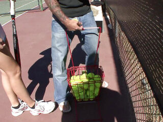 Tennis teacher fucks schoolgirl backstage