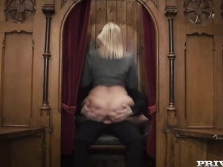 Masked Dude Replaced The Priest And Fucked Horny Slut In The Confession Booth