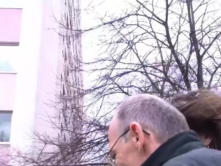 Old German grandpa drags German teen on the street