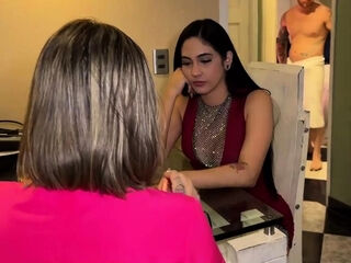 Cuckold hubby pounds other woman while milf wife jerks with