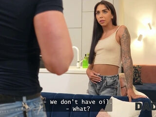 Her yong pussy getting pounded by her stepdad while her boyfriend is sick